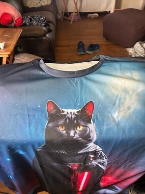 Men's Short Sleeve Graphic Cat Tee - Blue/Black